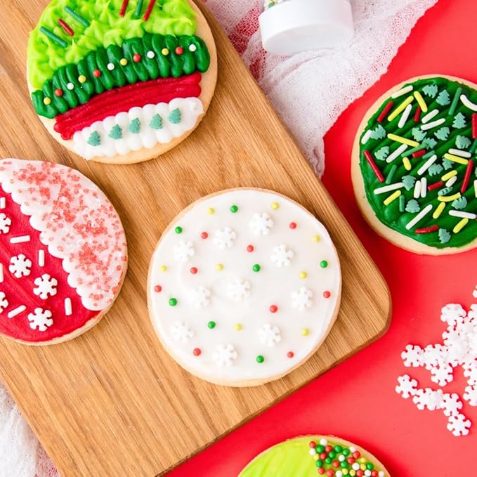 Sweets Indeed Dye-Free Holiday Sprinkle 4-Pack – 3.35 oz | Natural Christmas Sprinkles with Nonpareils, Sugar Crystals, Snowflakes & Festive Sprinkle Mix in Individual Jars | Holiday Baking Decorations