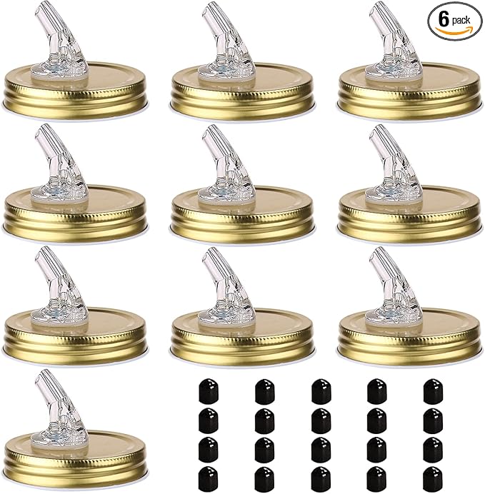 Mason Jar Pour Spouts. free flow Mason Jar Pour Spouts, mason jar for spout regular mouth size 70mm dispenser germination cover. Suitable for any liquid. LeakProof 10Pack + 20 Black Lid Caps (10