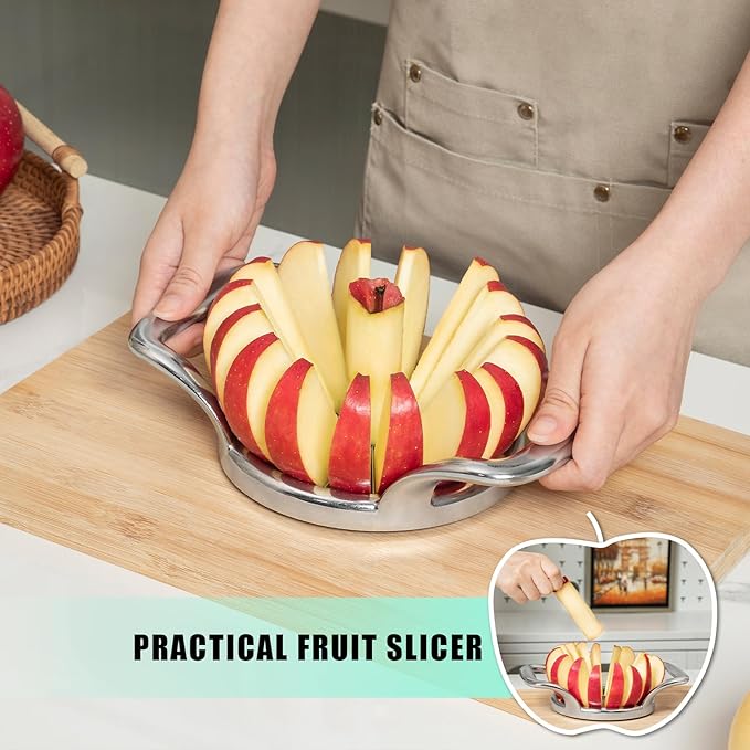 LIIGEMI 5.5 Inch Extra Large Apple Slicer,16-Slice Thin Apple Slicer and Corer,Cutter, Divider, Wedger for Fruits and Vegetables，Gifts for Mom，Sharp and Sturdy，Easy to Use