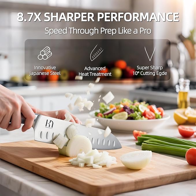 Knife Set, Premium Knife Block Set for Kitchen 14 Pcs UltraSharp Japanese High Carbon Stainless Steel with Block and Built-in Sharpener, Kitchen Knives Set with Non-serrated Steak Knives
