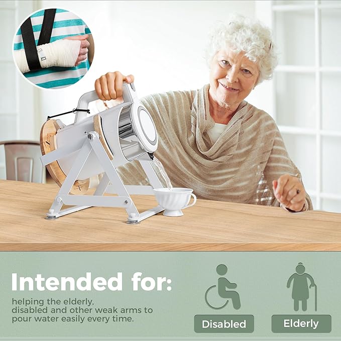 Multi-Purpose Kettle Tipper for Effortless Pour Every Time, Premium Metal Kettle Tipping Bucket Holder Suitable for 1.5-2 Liters Electric Kettle, Daily Living Drinking Aids for Disabled and Seniors