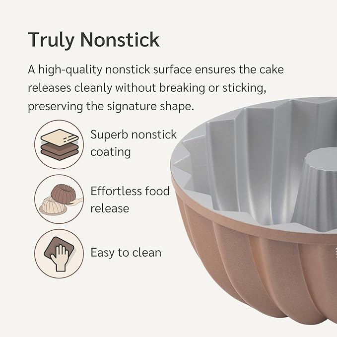 HAPPIELS 10 Cup Fluted Tube Cake Pan Nonstick, PFOA Free Fluted Cake Pan for Baking, Pound Cake Mold for Oven, Cake Molds And Cake Pans, Tube Mold, Pound Tin (Classic)