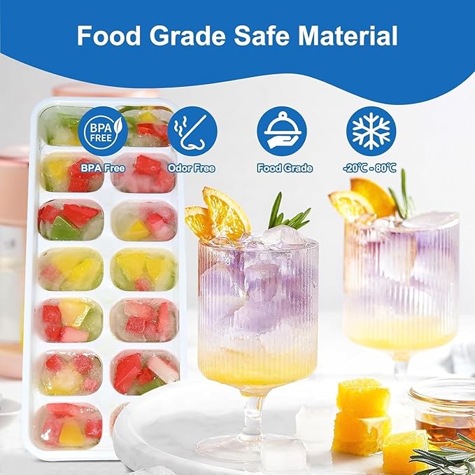 Ice Cube Tray with Lid 5 Pack, 60 Cubes Silicone Ice Cube Trays for Freezer, BPA-Free Easy Release Ice Molds, Stackable Dishwasher Safe Ice Cube Trays for Cocktails, Coffee & Drinks