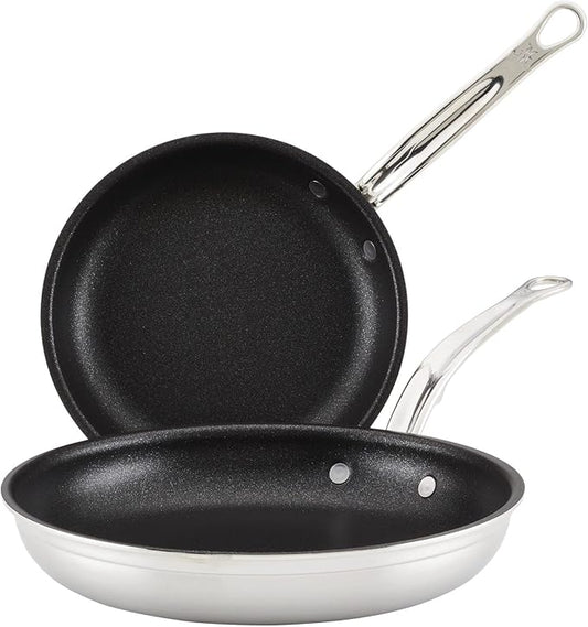 Hestan ProBond Forged TITUM - Professional Clad Stainless Steel, Nonstick, Frying Pan Set (8.5'' & 11''), Induction Compatible, Made without PFOAs