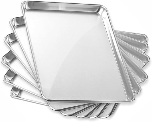 GRIDMANN 13" x 18" Commercial Grade Aluminum Cookie Sheet Baking Tray Jelly Roll Pan Half Sheet - 6 Pans