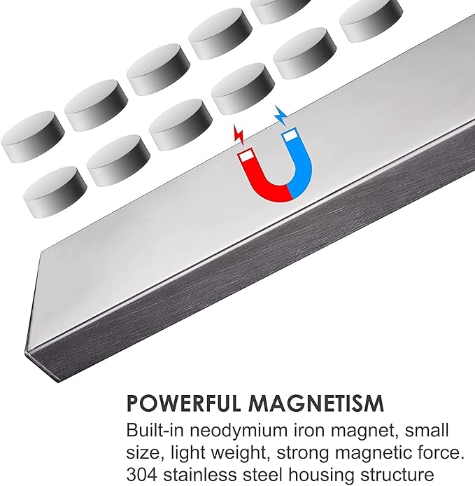 Enkrio 10 Inch Magnetic Knife Strip No Drilling - Upgraded Stainless Steel Magnetic Knife Holder for Wall with 3M Type, Magnet Knife Bar Rack for Kitchen Utensil & Tool organizer, Art Supply Accessory