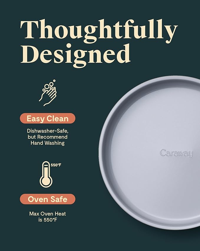 Caraway Non-Stick Ceramic 9” Circle Pans - Naturally Slick Ceramic Coating - Non-Toxic, PTFE & PFOA Free - Perfect for Birthday Cakes, Tartes, & More - Cream