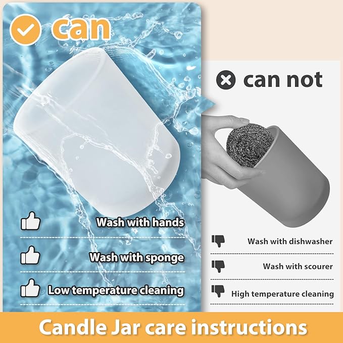 Thick Candle Jars for Making Candles 16 Pcs, 7 OZ Empty Jars with Wood Lids for Candle Making, Sample Container, Frosted Blue