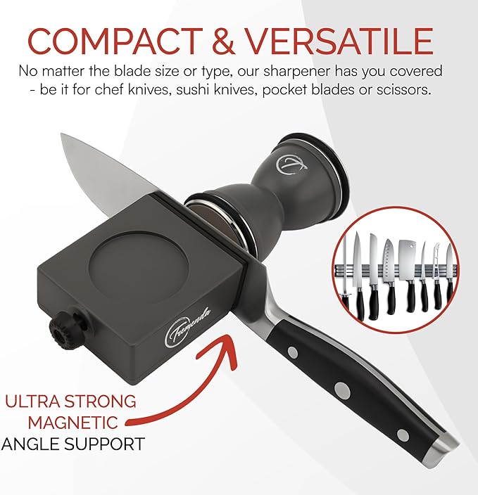 Tremenda Diamond Rolling Knife Sharpener Set – Manual Sharpening Tool with 4-Angle System – Portable Sharpener for Kitchen, Chef, and Pocket Knives