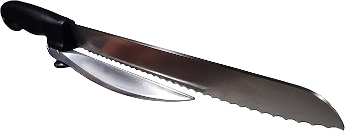 BaouRouge' Precision Slicing Knife (Right-Handed) - 8 and 1/4 Inches Stainless Serrated Blade With Cutting Guide for Exact Slices Up To 5/8 Inch Thick