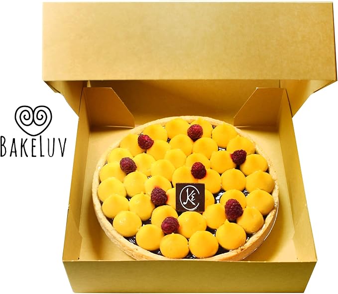 BAKELUV Pie Boxes for 9 Inch Pie | Brown, 50 Pack | 9x9x2.5 Bakery Box with Window, 9x9 Cookie Box, 9 Inch Pastry Boxes with Window Bulk, Cake Boxes, Auto Pop Up
