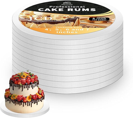10Pcs Cake Drums 8 Inch, Cake Boards 8In,White Cake Drums Round 8 Inches Cake Boards with 1/2-Inch Thick Smooth Edges for Multi Tiered Birthday Wedding Party Cakes Drum Board (8inch/10pcs)