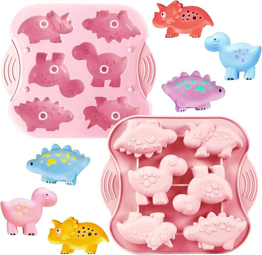 2-Pack Silicone Dinosaur Mold, Multi-Purpose Dinosaur Jello Molds Silicone for Kids, Perfect Dinosaur Soap Mold, Dinosaur Baking & Crafting Tool for Chocolate, Candy, Jello, Ice Cubes