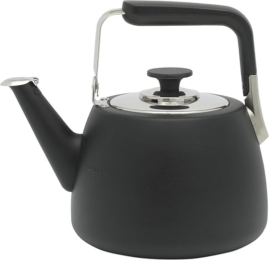 Sur La Table Kitchen Essentials Large 2 QT Heavy Gauge Stainless Steel Tea Kettle - Matte Black