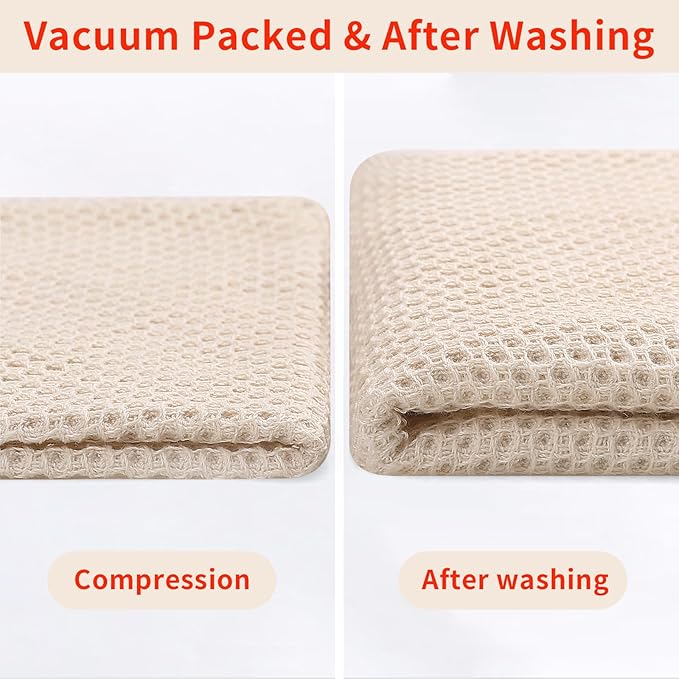 Homaxy 100% Cotton Waffle Weave Kitchen Dish Towels, Ultra Soft Absorbent Quick Drying Cleaning Towel, 13 x 28 Inches, 8-Pack, Beige
