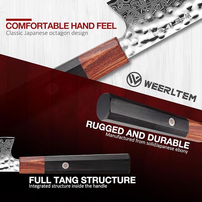 Kiritsuke Chef Knife,Upgraded 8 Inch Professional 67-Layer VG10 Damascus Japanese Chef Knife,Ultra Sharp Hammered Damascus Kitchen Knives with Octagonal Red Sandalwood Handle & Gift Box