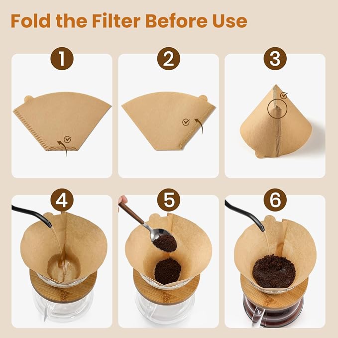 200 Count #4 Cone Coffee Filters 8-12 Cup, Unbleached Natural Coffee Paper Filters, No Blowout, Disposable Coffee Filter for Pour Over and Drip Coffee Maker