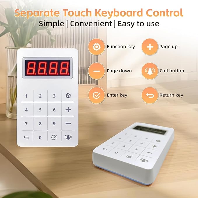 Restaurant Pager System 20 Coaster Pagers and Beepers, Restaurant Beepers Buzzers System with Vibration Flashing Buzzer Queue Wireless Calling System for Food Truck Church Nursery Coffee Shop Bar