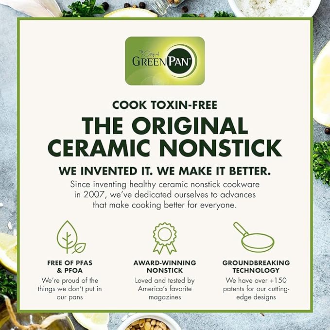 GreenPan Chatham Hard Anodized Healthy Ceramic Nonstick, 3QT Saucepan Pot with Lid, PFAS-Free, Dishwasher Safe, Oven Safe, Gray