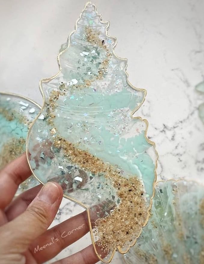 Shell Coaster Resin Mold Seashell Silicone Coaster Mold Epoxy Resin Molds for Making Cup Mats Agate Home Decoration Making Cup Mats Wine Glass Holder Home Decor DIY Craft Project
