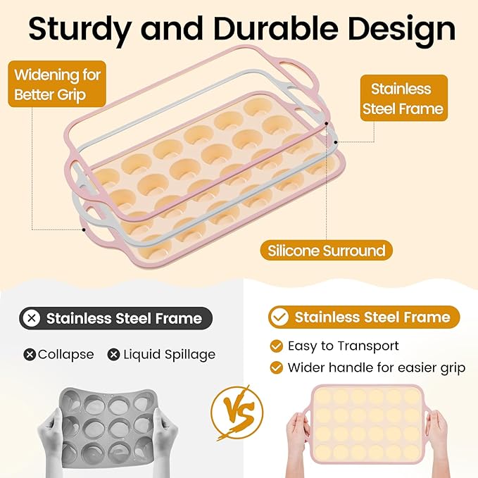 Silicone Mini Muffin Pan With Metal Reinforced Frame - 24 Cups Durable Silicone Cupcake Pan for Muffin, Cupcakes, BPA Free and Dishwasher Safe - 2 Piece Yellow