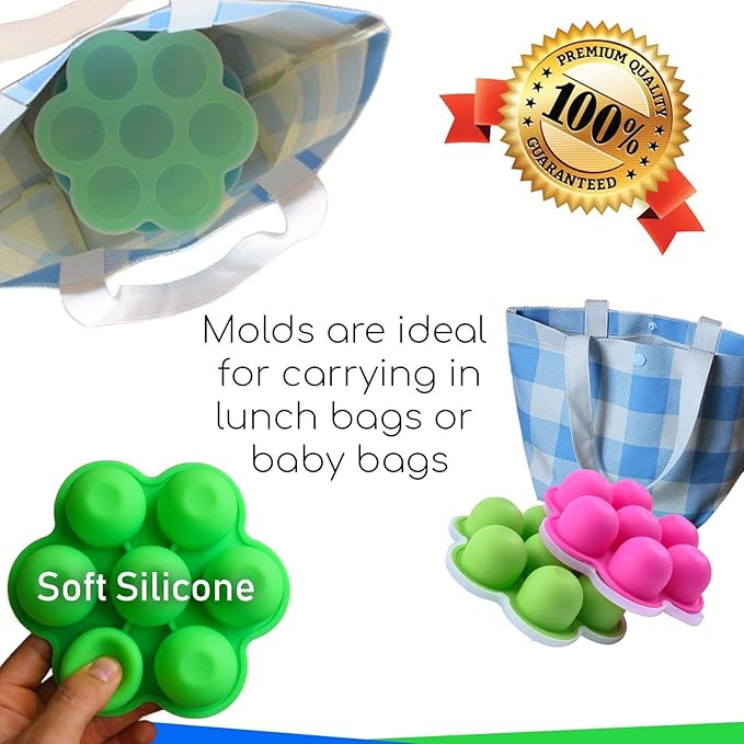 GOKCEN's Silicone Egg Bite Molds [2 Pack] Instant Pot Accessories - Fit Instant Pot 5,6,8 qt Pressure Cooker - Food Freezer Tray with Lid - Reusable Storage Container (Pink & Green - Egg Bite Mold)