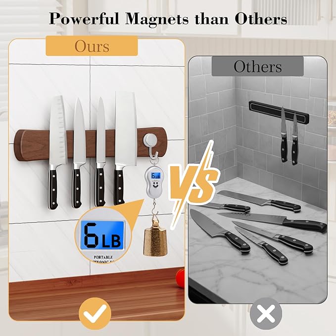 Magnetic Knife Holder for Wall, 10 Inch Wood Strong Magnetic Knife Strip, Small Kitchen Storage Space Savers, Rv Apartment Farmhouse Accessories Organizer, Housewarming Gifts for New Home