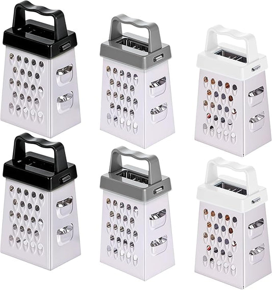 6 Pcs Mini Cheese Grater Professional Small Box Grater Stainless Steel Handheld Slicer with 4 Sides Food Shredder Safe Zester for Kitchen Cheese Garlic Ginger Vegetable Potatoes