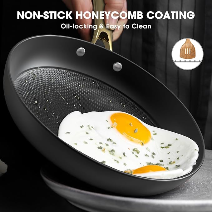 imarku Cast Iron Skillets, Non Stick Frying Pans 2Pcs - 10 inch & 12 Inch Frying Pan Set, Long Lasting Frying Pans Nonstick, Professional Nonstick Frying Pan Easy Clean, Christmas Gifts for Women Men