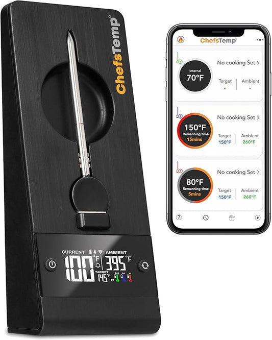 ChefsTemp ProTemp Plus Next-Gen Wireless Meat Thermometer Digital Unlimited Range Bluetooth & WiFi Enabled Smart Cooking Grilling Smoker BBQ Oven Kitchen Rotisserie (Stand + 1 Probe)