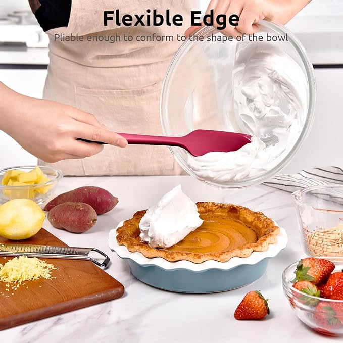 600ºF Heat Resistant Silicone Spatulas: U-Taste Upgraded Flexible Food Grade Silicon Baking Scraper, Sturdy Rubber Kitchen Cooking Mixing Utensils for Nonstick Cookware Set of 4 (Multicolors)