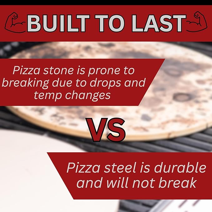 ThermiChef 16" by 16" Pizza Steel (3/16" Standard Thickness) - Multipurpose Cooking Steel for Ovens & Grills - Made in the USA