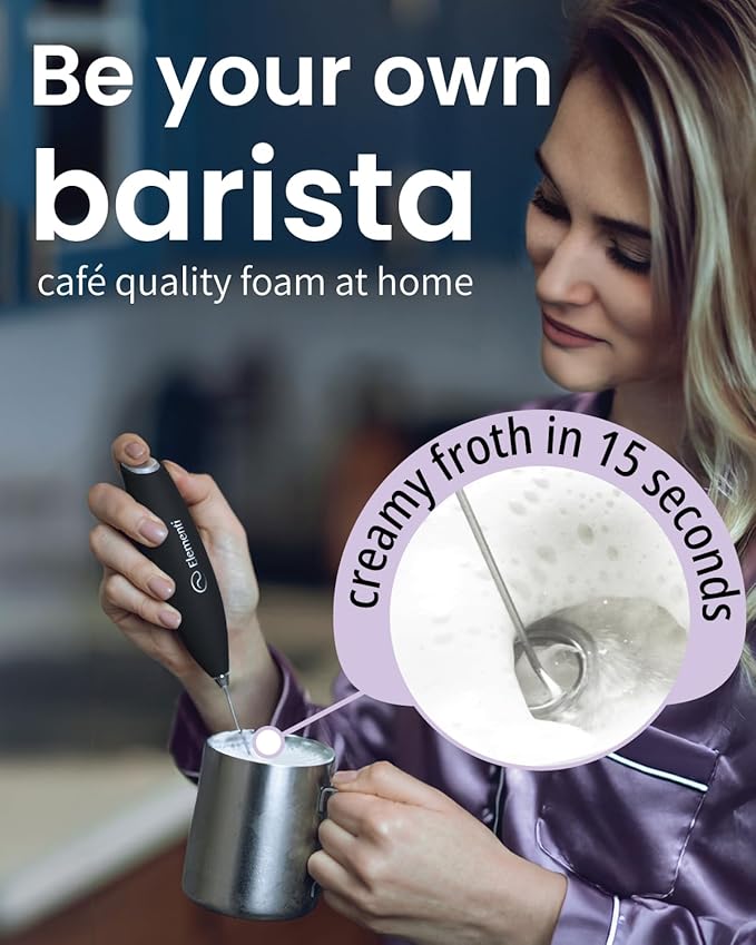 Elementi Electric Milk Frother Handheld, Matcha Whisk, Milk Foamer for Coffee Foamer Electric Handheld Drink Mixer, Electric Mini Whisk Small Hand Mixer, Frappe Maker (Red)