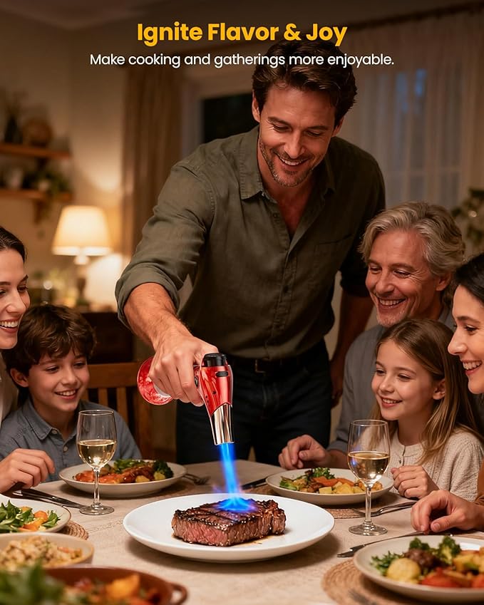 Kollea Creme Brulee Torch, Refillable Butane Torch Lighter, Kitchen Torch Food Torch with Safety Lock & Adjustable Flame for Baking, Crafts, BBQ (Gas Not Included)