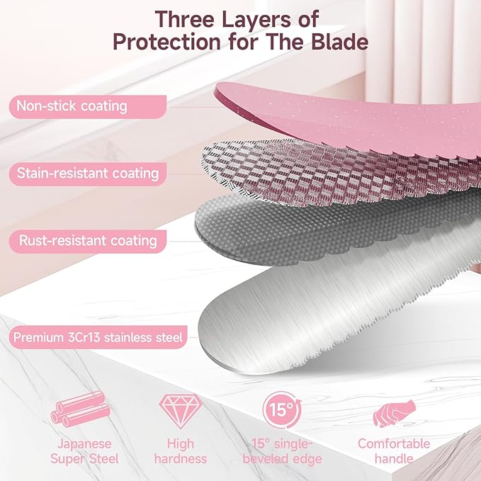 2025 Upgrade Bread Knife for Homemade Bread, World‘s 1st Double Serrated Knife with 5 Thickness Adjustable Slicing Guide, Stainless Steel Bread Cutter, Razor Sharp for Sourdough, Pink