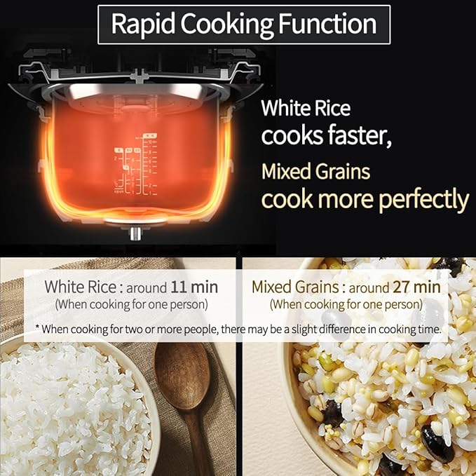 [CUCHEN] CRH-TWK1040WUS | Induction Heating Dual Pressure Rice Cooker 10 Cup (Uncooked) | Non-stick Coating | Stainless Cover | High/Non-Pressure | Easy Open Handle | Auto Steam Clean | Made in Korea