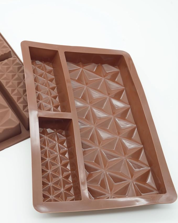 Silicone Chocolate Bar Mold, 1 Inch Deep, Large Candy Mould for Stuffed Bars and Fillings, 2 Pcs (brown01)