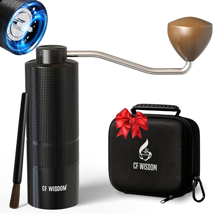 Manual Coffee Grinder with Adjustable Grind Setting -420 Steel Burr Hand Grinder for Espresso, French Press, Pour Over -Portable Coffee Bean Grinder for Travel, Office, Gift