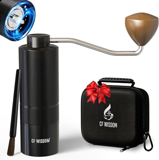 Manual Coffee Grinder with Adjustable Grind Setting -420 Steel Burr Hand Grinder for Espresso, French Press, Pour Over -Portable Coffee Bean Grinder for Travel, Office, Gift