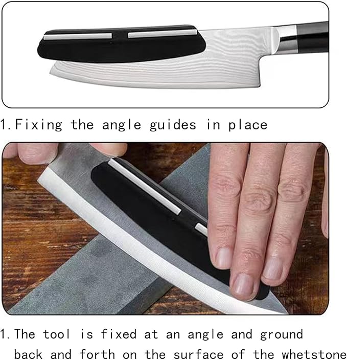 Knife Sharpening Stone Set – Dual Grit Whetstone 1000/6000 10000,Angle Guide