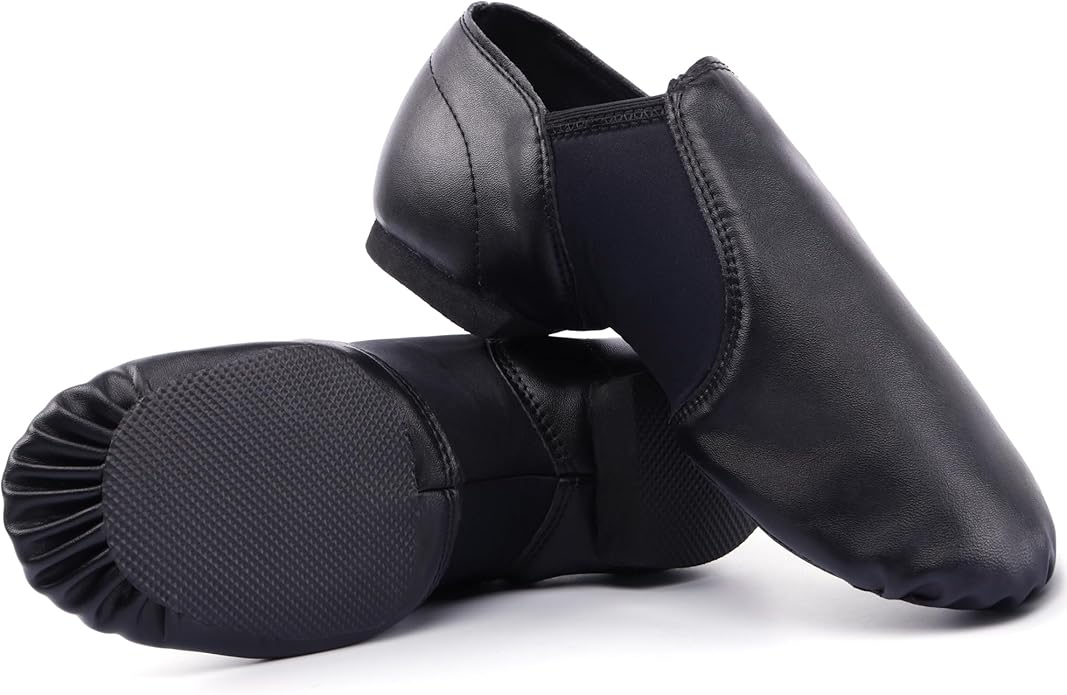Linodes Unisex 006 PU Leather Upper Slip-on Jazz Shoe for Women and Men's Dance Shoes