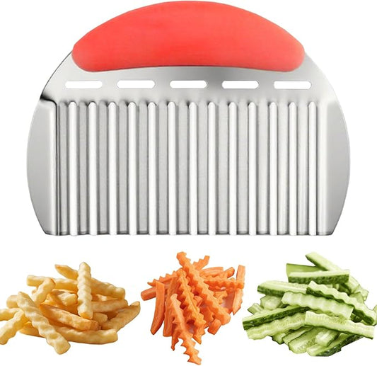 Large Potato Crinkle Cutter,Potato Slicer,Waffle Fry Cutter for Potatoes,Stainless Steel Vegetable Slicer,French Fry Crinkle Slicing,Wavy Slicing for Veggies,Cucumber Chopper,Carrot Chopper
