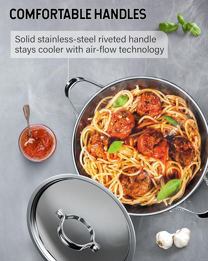 Cooks Standard 18/10 Stainless Steel Stockpot 16-Quart, Classic Deep Cooking Pot Canning Cookware with Stainless Steel Lid, Silver