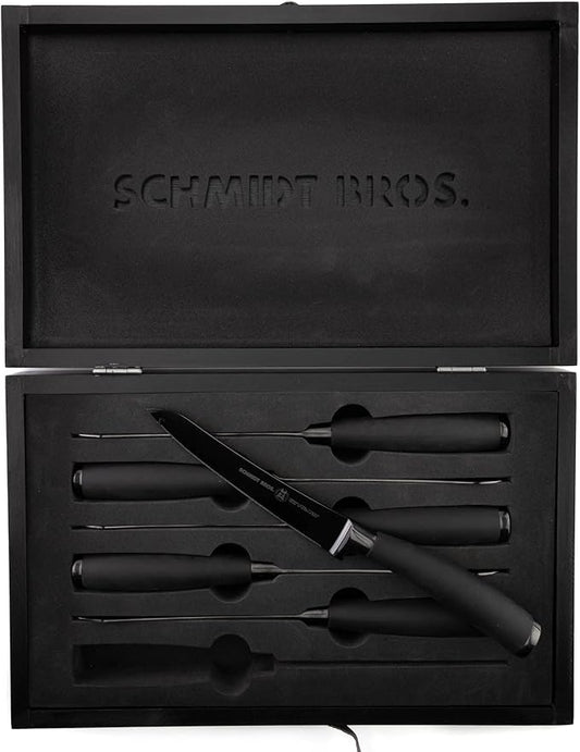 Schmidt Brothers - Titan 22 Series 6-Piece Jumbo Steak Knife Set, High Carbon German Stainless Cutlery in a Wood Gift Box