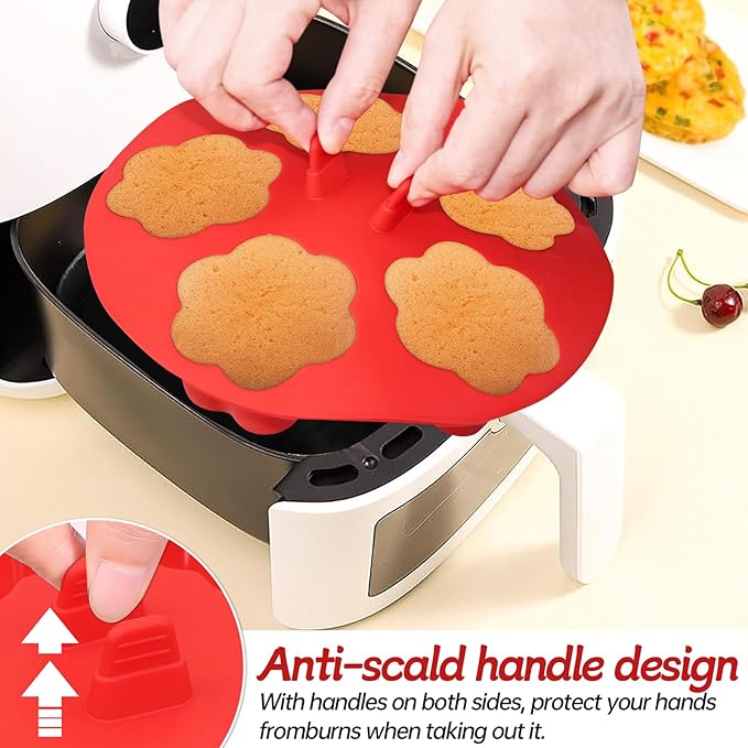 2 pieces Silicone Air Fryer Muffin Pan Egg Bite Mold for Oven Baking,Mini Muffin Tins Cups Cake Tray for Air Fryer Liners Basket Instant Pot Accessories Baking Muffin Cakes Pancake Quiche