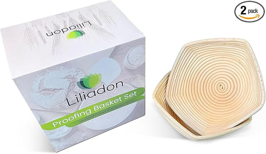 Bread Proofing Star Basket Sourdough Starter Kit - Rattan Banneton Bowl for Baking Star-Shaped Bread- Gift Set