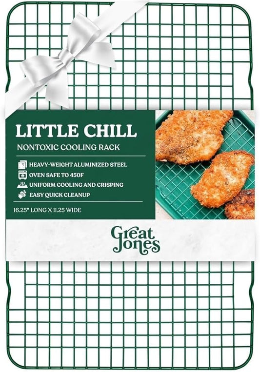 Great Jones Little Chill Wire Cooling Rack (Broccoli) | Nonstick Baking Rack, Heavy-Duty Aluminized Steel | Fits Quarter-Sheet Pans for Cooking and Baking | Oven-Safe 450°F, Dishwasher-Friendly