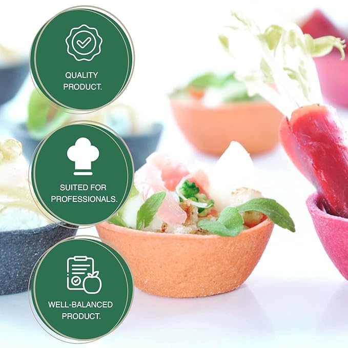 CROC'IN - Fuchsia Mini Tart Shells - Edible Appetizer Or Dessert Cups - Pastry Pans - Artisanal & Vegan Confection - 60 Pieces
