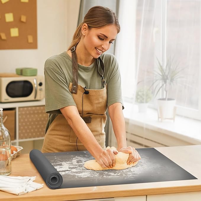 Silicone Baking Mat Roll, Non Stick Heat Resistant Silicone Baking Mats, Pastry Mat, No Slip Reusable Freeze Dryer Mat, Countertop Protector Mat, Cut to size fit different Sharp Oven Pans Dishes Tins