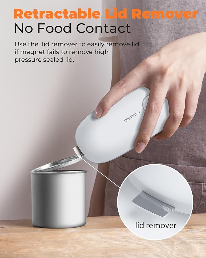Canslab Ultrablde SE - USB Rechargeable Electric Can Opener for Kitchen for Seniors with Arthritis- Cordless Battery Powered Automatic, Side Cut, Smooth Edge, Handsfree, for Small or Large Cans, White